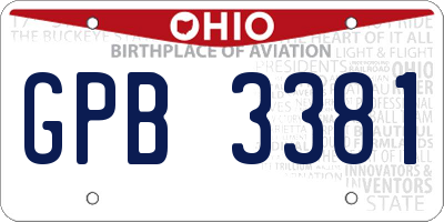 OH license plate GPB3381