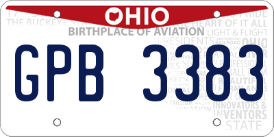 OH license plate GPB3383