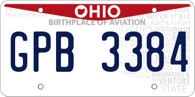 OH license plate GPB3384