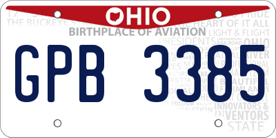 OH license plate GPB3385