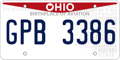 OH license plate GPB3386