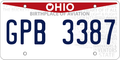 OH license plate GPB3387