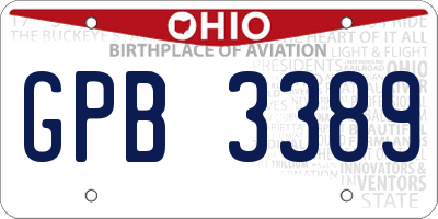 OH license plate GPB3389