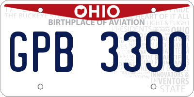 OH license plate GPB3390