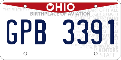 OH license plate GPB3391