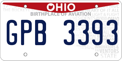 OH license plate GPB3393