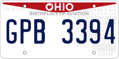 OH license plate GPB3394
