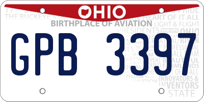 OH license plate GPB3397