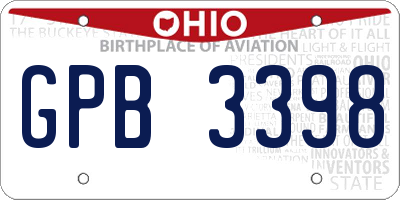 OH license plate GPB3398