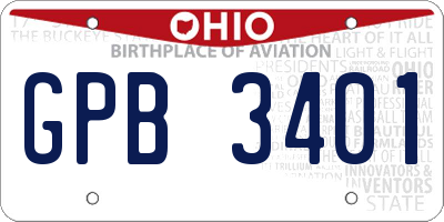 OH license plate GPB3401