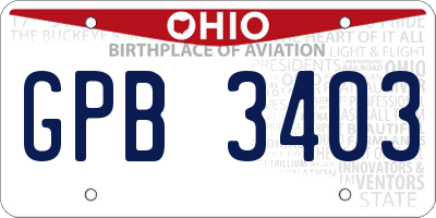 OH license plate GPB3403