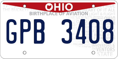 OH license plate GPB3408