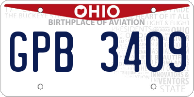 OH license plate GPB3409