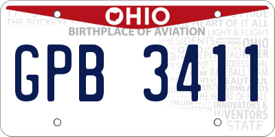 OH license plate GPB3411