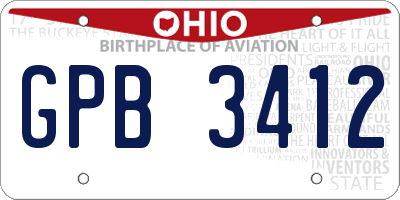 OH license plate GPB3412