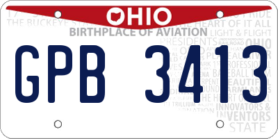 OH license plate GPB3413