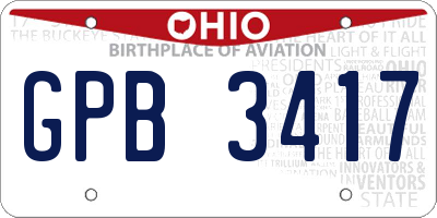 OH license plate GPB3417