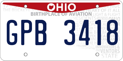 OH license plate GPB3418