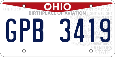 OH license plate GPB3419