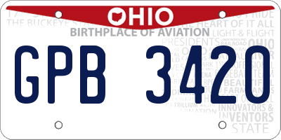 OH license plate GPB3420
