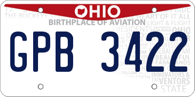 OH license plate GPB3422