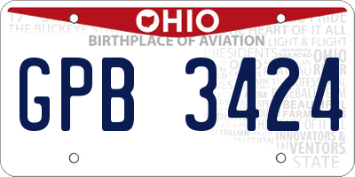 OH license plate GPB3424