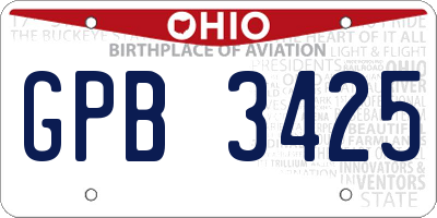 OH license plate GPB3425