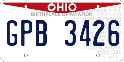 OH license plate GPB3426