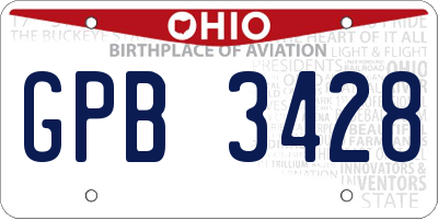 OH license plate GPB3428