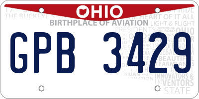 OH license plate GPB3429