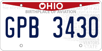 OH license plate GPB3430
