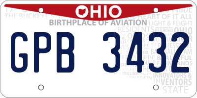 OH license plate GPB3432