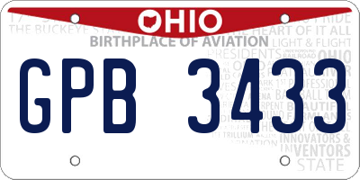 OH license plate GPB3433