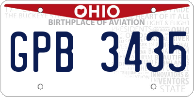 OH license plate GPB3435
