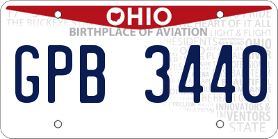 OH license plate GPB3440