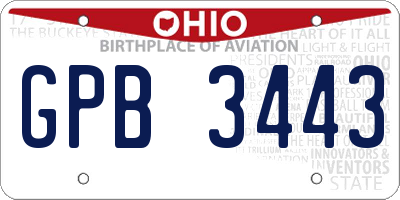 OH license plate GPB3443
