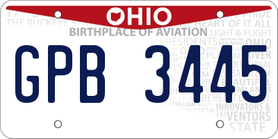 OH license plate GPB3445