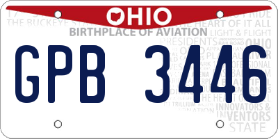 OH license plate GPB3446