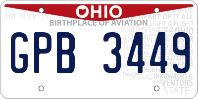 OH license plate GPB3449