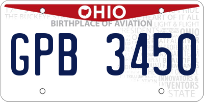 OH license plate GPB3450
