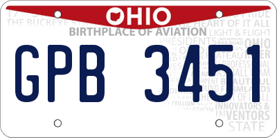 OH license plate GPB3451
