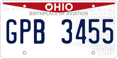 OH license plate GPB3455