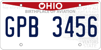 OH license plate GPB3456
