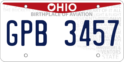 OH license plate GPB3457