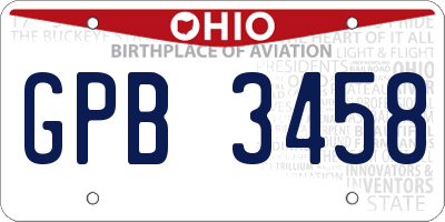 OH license plate GPB3458