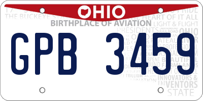 OH license plate GPB3459