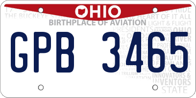 OH license plate GPB3465