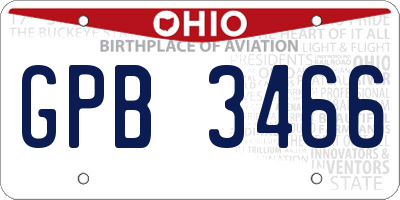 OH license plate GPB3466