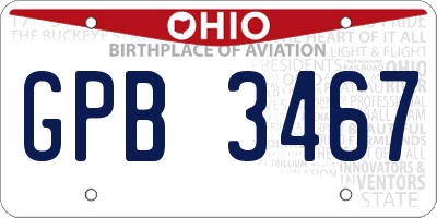 OH license plate GPB3467