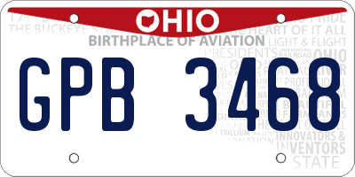 OH license plate GPB3468